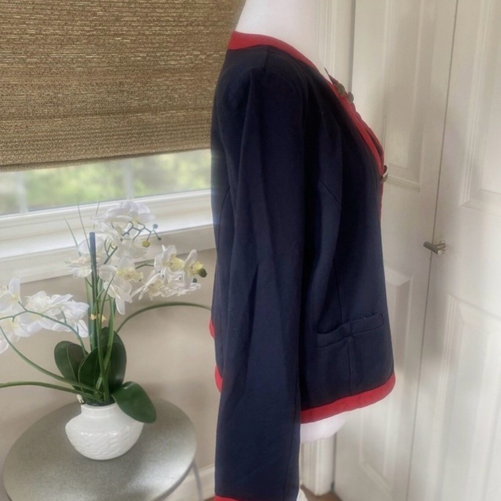 NWT Tommy Hilfiger Women’s Contrast Trim Open Front Jacket Size Large - Picture 4 of 8